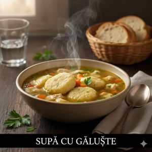 Supă de pui cu găluște de griș
